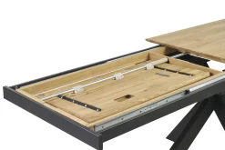 Table à manger rectangulaire extensible rallonge intégrée en bois clair chêne massif L160-245 cm AGATA