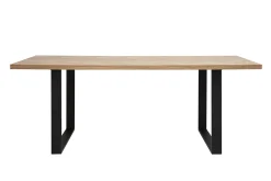 Table à manger rectangulaire finition bois chêne et métal noir L200 cm MAGDA