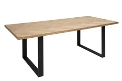 Table à manger rectangulaire finition bois chêne et métal noir L200 cm MAGDA