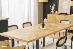 Table à manger rectangulaire finition bois chêne et métal noir L200 cm MAGDA