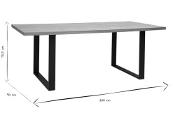 Table à manger rectangulaire finition bois chêne et métal noir L200 cm MAGDA