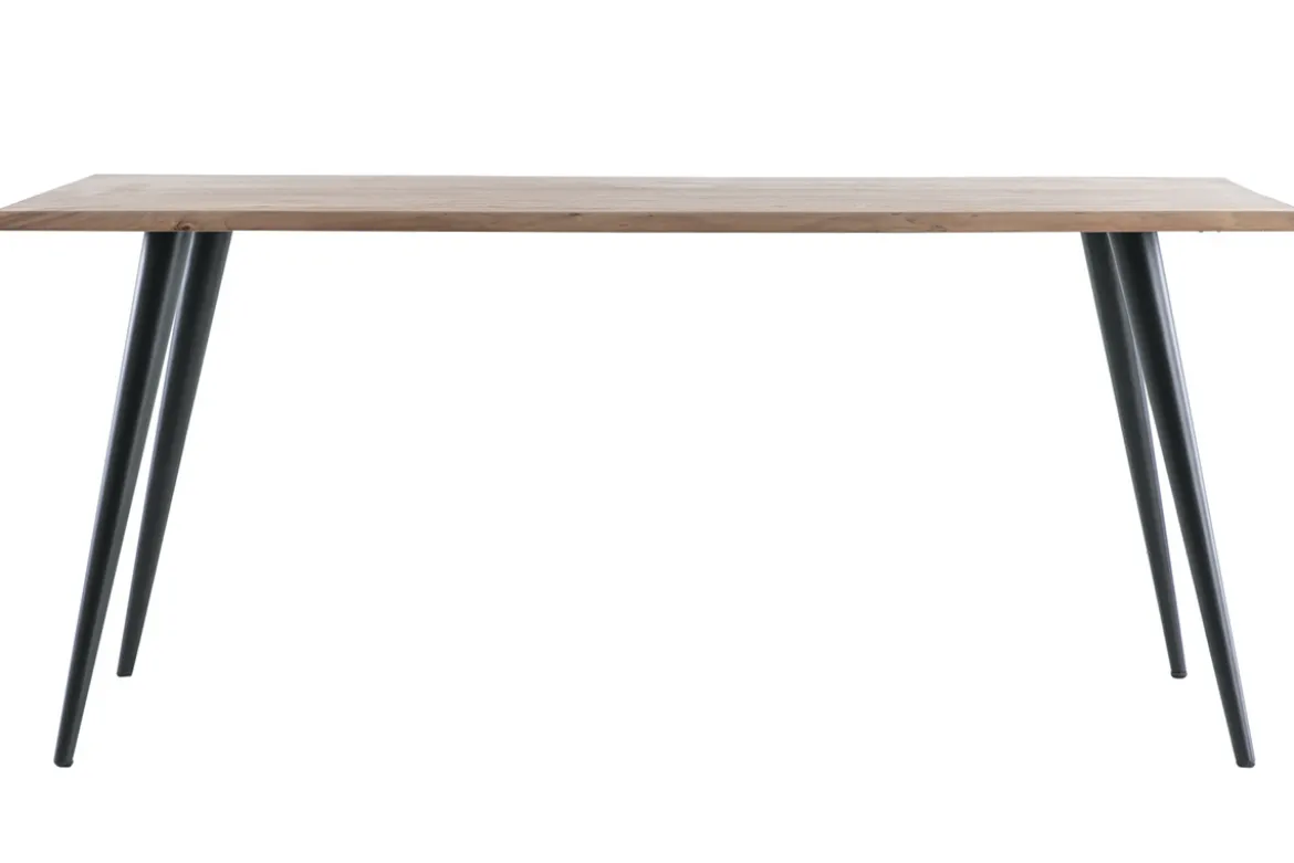 Table à manger rectangulaire industrielle en bois massif et métal noir L175 cm EDGE