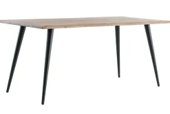 Table à manger rectangulaire industrielle en bois massif et métal noir L175 cm EDGE