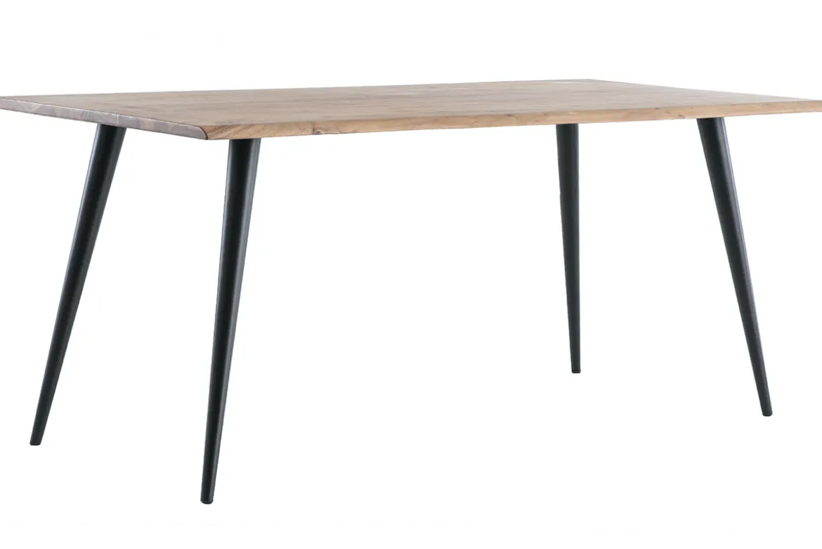 Table à manger rectangulaire industrielle en bois massif et métal noir L175 cm EDGE