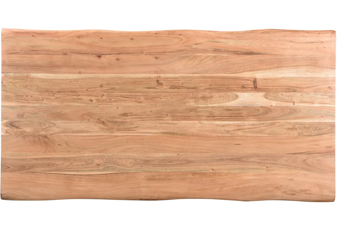 Table à manger rectangulaire industrielle en bois massif et métal noir L175 cm EDGE