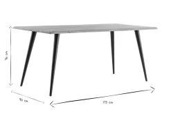 Table à manger rectangulaire industrielle en bois massif et métal noir L175 cm EDGE