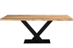 Table à manger rectangulaire industrielle en bois massif et métal noir L200 cm VALLEY