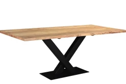 Table à manger rectangulaire industrielle en bois massif et métal noir L200 cm VALLEY