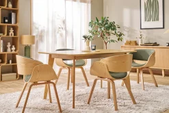Table à manger rectangulaire scandinave bois foncé noyer L150 cm LEENA