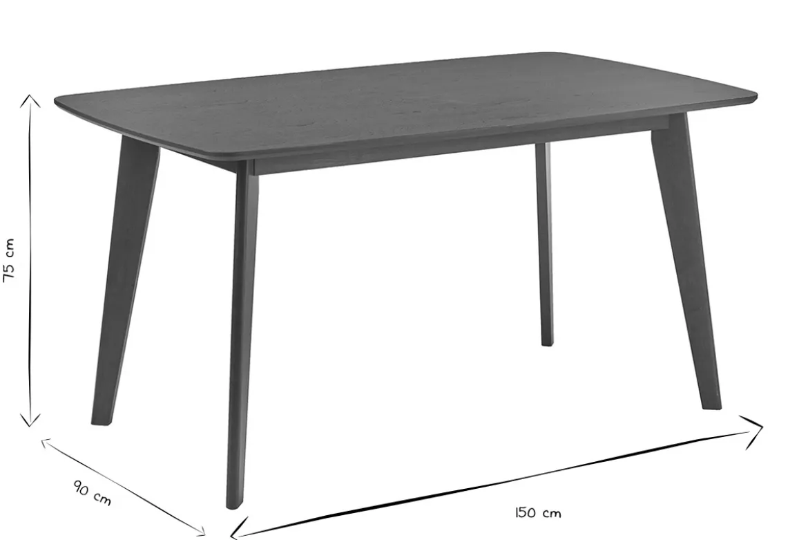 Table à manger rectangulaire scandinave bois foncé noyer L150 cm LEENA