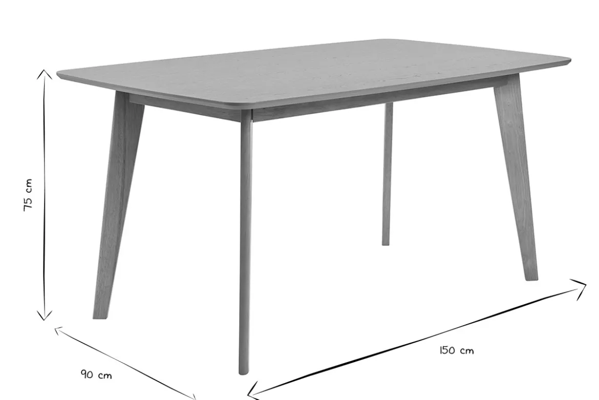 Table à manger rectangulaire scandinave bois clair chêne L150 cm LEENA