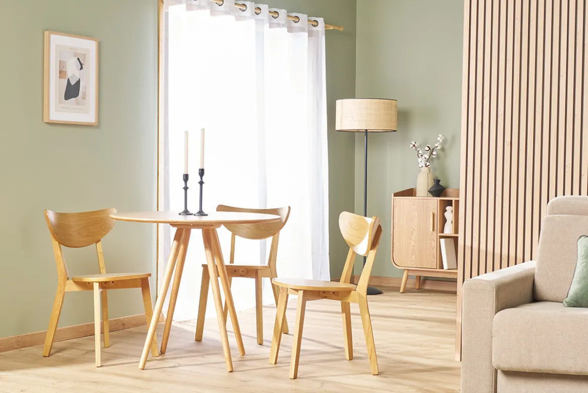 Table à manger ronde bois clair D90 cm ARTIK