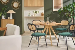 Table à manger ronde design en bois clair frêne D106 cm WALFORD