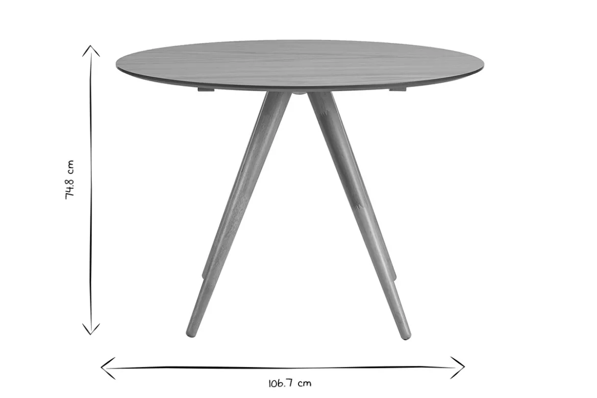 Table à manger ronde design en bois clair frêne D106 cm WALFORD