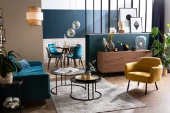 Table à manger ronde design noyer D106 cm WALFORD
