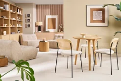 Table à manger ronde en bois clair chêne massif D75 cm OKSANA