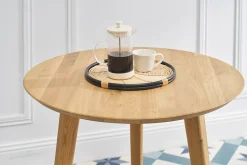 Table à manger ronde en bois clair chêne massif D75 cm OKSANA