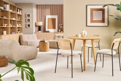 Table à manger ronde en bois clair chêne massif D90 cm OKSANA
