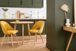 Table à manger ronde en bois clair chêne massif D90 cm OKSANA