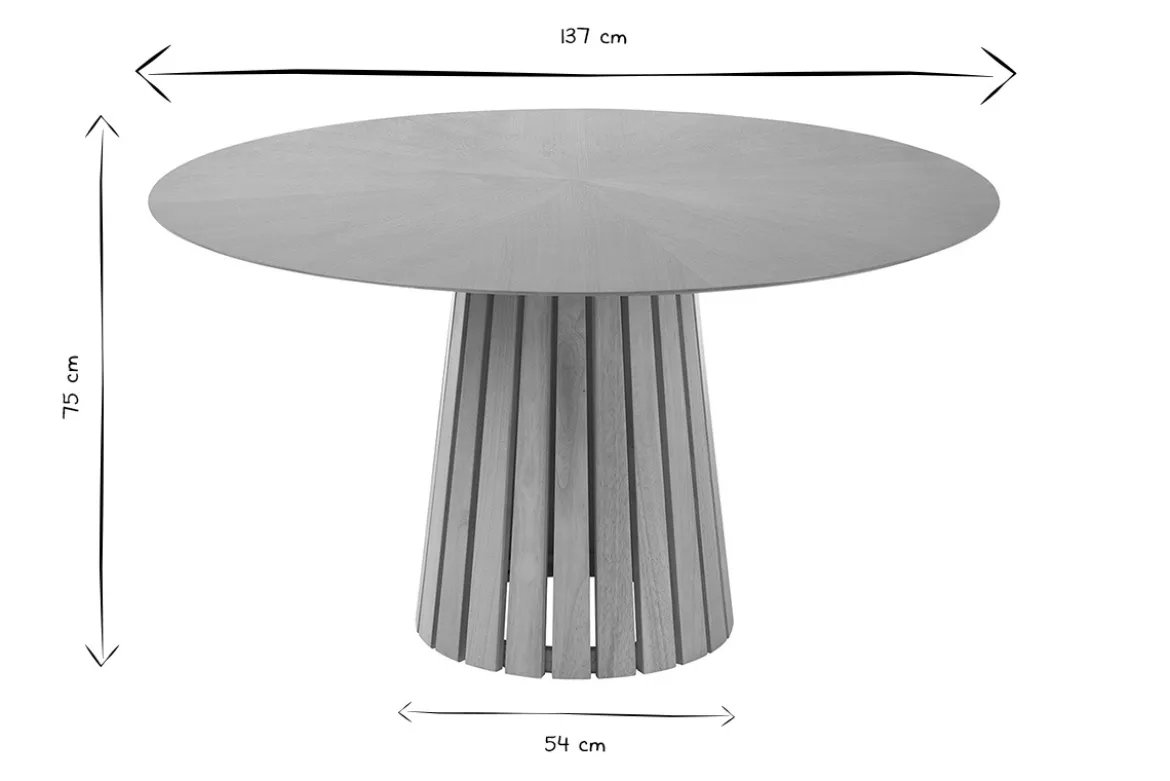 Table à manger ronde en bois clair chêne D137 cm DITA