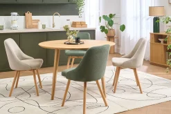 Table à manger ronde en bois clair chêne massif D120 cm OKSANA