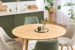 Table à manger ronde en bois clair chêne massif D120 cm OKSANA