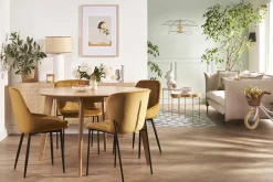 Table à manger ronde extensible finition chêne L120-150 cm LEENA