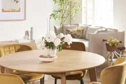 Table à manger ronde extensible finition chêne L120-150 cm LEENA