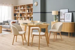 Table à manger ronde extensible finition chêne L120-150 cm LEENA