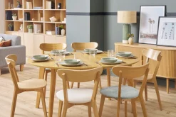 Table à manger ronde extensible finition chêne L120-150 cm LEENA