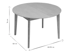 Table à manger ronde extensible avec rallonges intégrées en bois clair chêne L120-150 cm ANSEL