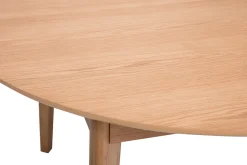 Table à manger ronde extensible avec rallonges intégrées en bois clair chêne L120-150 cm ANSEL