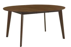 Table à manger ronde extensible finition noyer L120-150 cm LEENA