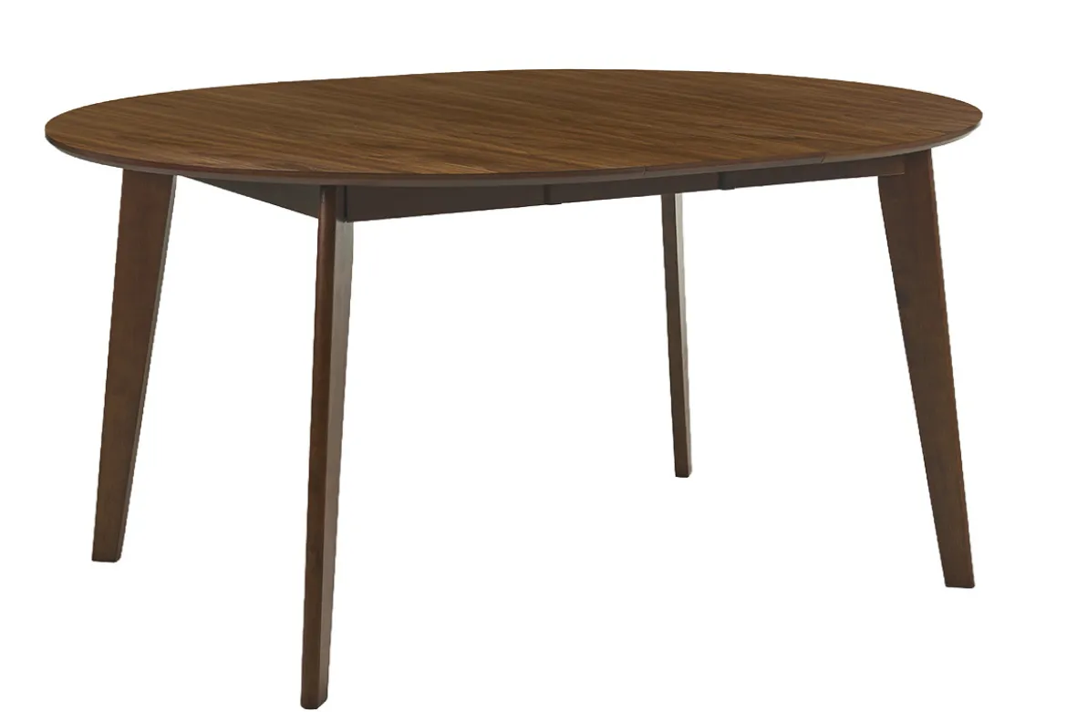 Table à manger ronde extensible finition noyer L120-150 cm LEENA