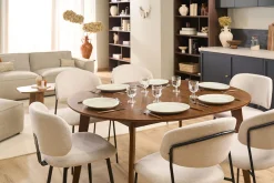 Table à manger ronde extensible finition noyer L120-150 cm LEENA