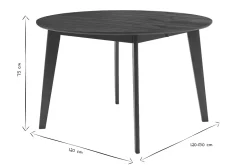 Table à manger ronde extensible finition noyer L120-150 cm LEENA