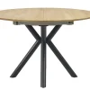 Table à manger ronde extensible en bois clair chêne massif et métal L120-170 cm OLGA