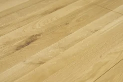 Table à manger ronde extensible en bois clair chêne massif et métal L120-170 cm OLGA