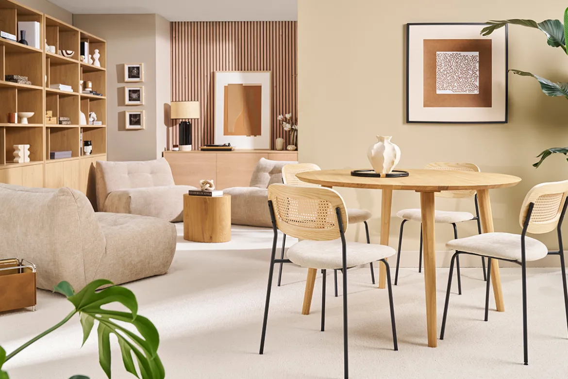 Table à manger ronde frêne D120 cm LIVIA