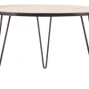 Table à manger ronde industrielle bois manguier massif et métal D125 cm ATELIER