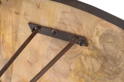 Table à manger ronde industrielle bois manguier massif et métal D125 cm ATELIER