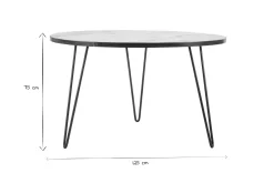 Table à manger ronde industrielle bois manguier massif et métal D125 cm ATELIER