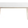 Table à manger scandinave blanc et bois clair rectangulaire L150 cm LEENA