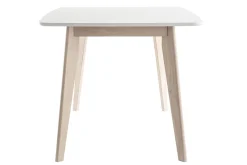 Table à manger scandinave blanc et bois clair rectangulaire L150 cm LEENA