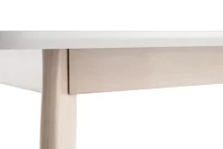 Table à manger scandinave blanc et bois clair rectangulaire L150 cm LEENA