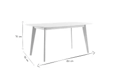 Table à manger scandinave blanc et bois clair rectangulaire L150 cm LEENA