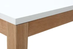Table à manger scandinave extensible blanche pieds bois rectangulaire L180-260 cm DELAH