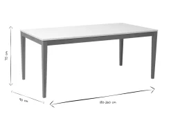 Table à manger scandinave extensible blanche pieds bois rectangulaire L180-260 cm DELAH