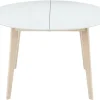 Table à manger scandinave ronde extensible blanc et bois L120-150 cm LEENA