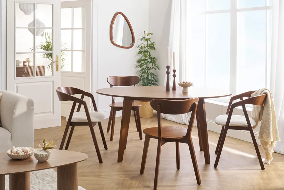 Table à manger vintage ovale en bois foncé L160 cm MARIK